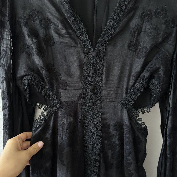 Alexis Dress Black Lace Sarabeth V-neck Mini Sz M Cutout - Picture 10 of 11